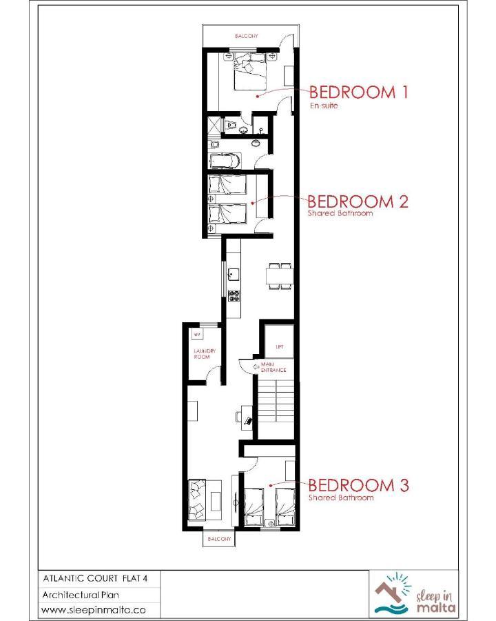 F4 Room 2, Private Room Two Single Beds Shared Bathroom Msida Luaran gambar